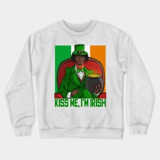 Kiss Me, I'm Irish Black Leprechaun Crewneck Sweatshirt